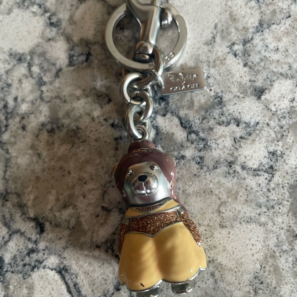 Coach Brown and Yellow Disney Bear Keychain Charm
